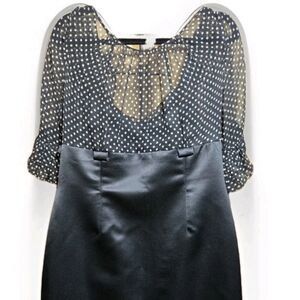 Womens Tahari Chic Black Satin and White Polka Dot Dress Formal Party Size 12